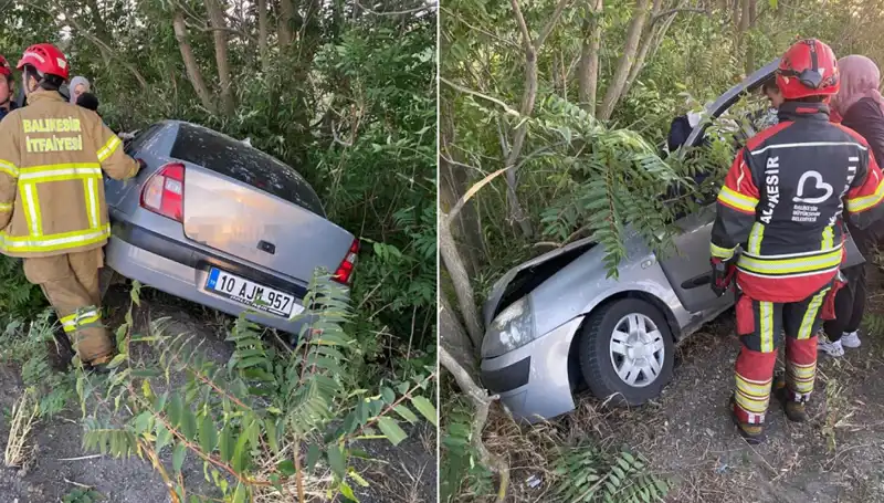 Balıkesir'de Otomobilin Şarampole Yuvarlanması: İki Kişi Yaralandı